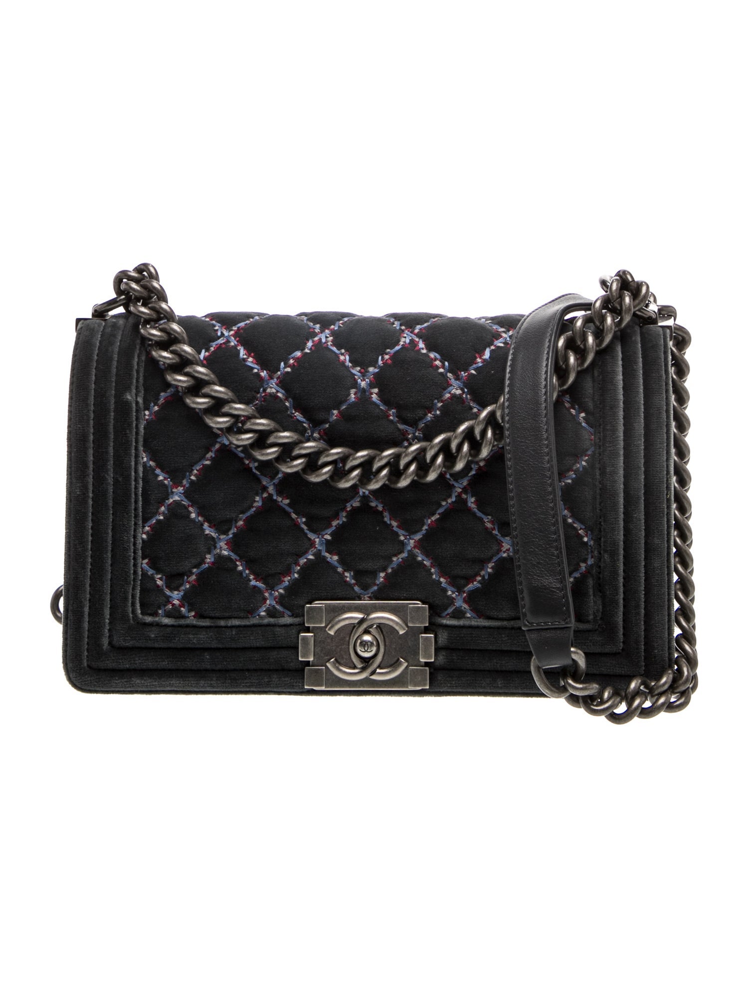 Quilted Velvet Medium Boy Bag