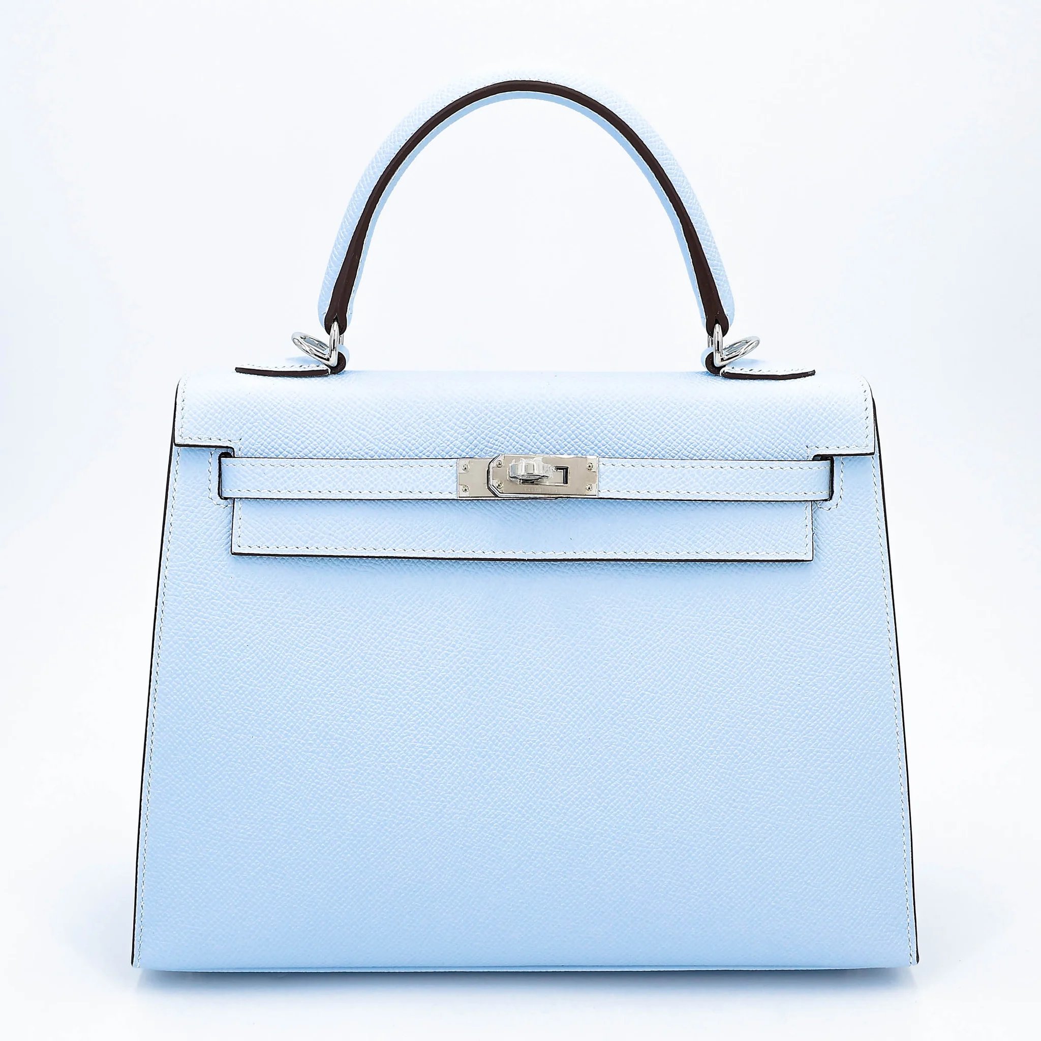 Unused ( Rank NS ) HERMÈS Kelly 25 Sellier Bleu Brume (T0) Epsom Palladium hardware D (2019)