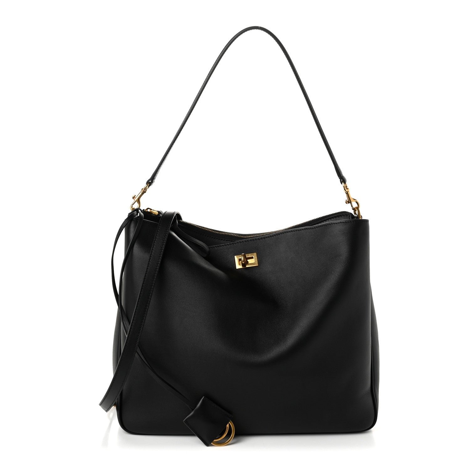 Balenciaga Natural Smooth Calfskin Medium Rodeo Hobo Black