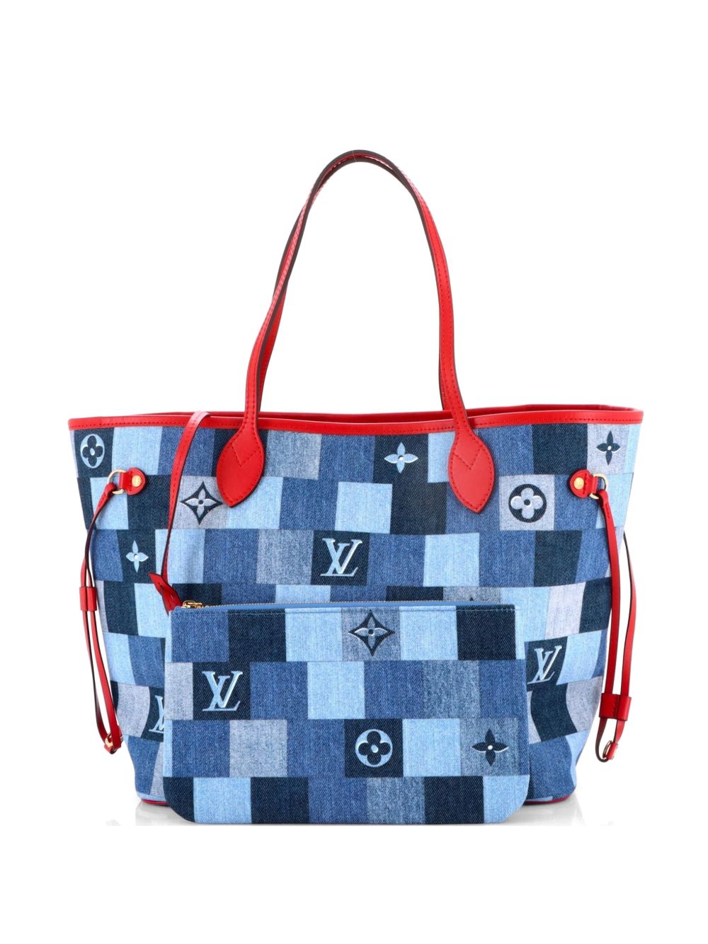 Neverfull Damier and Monogram Patchwork Denim MM tote bag