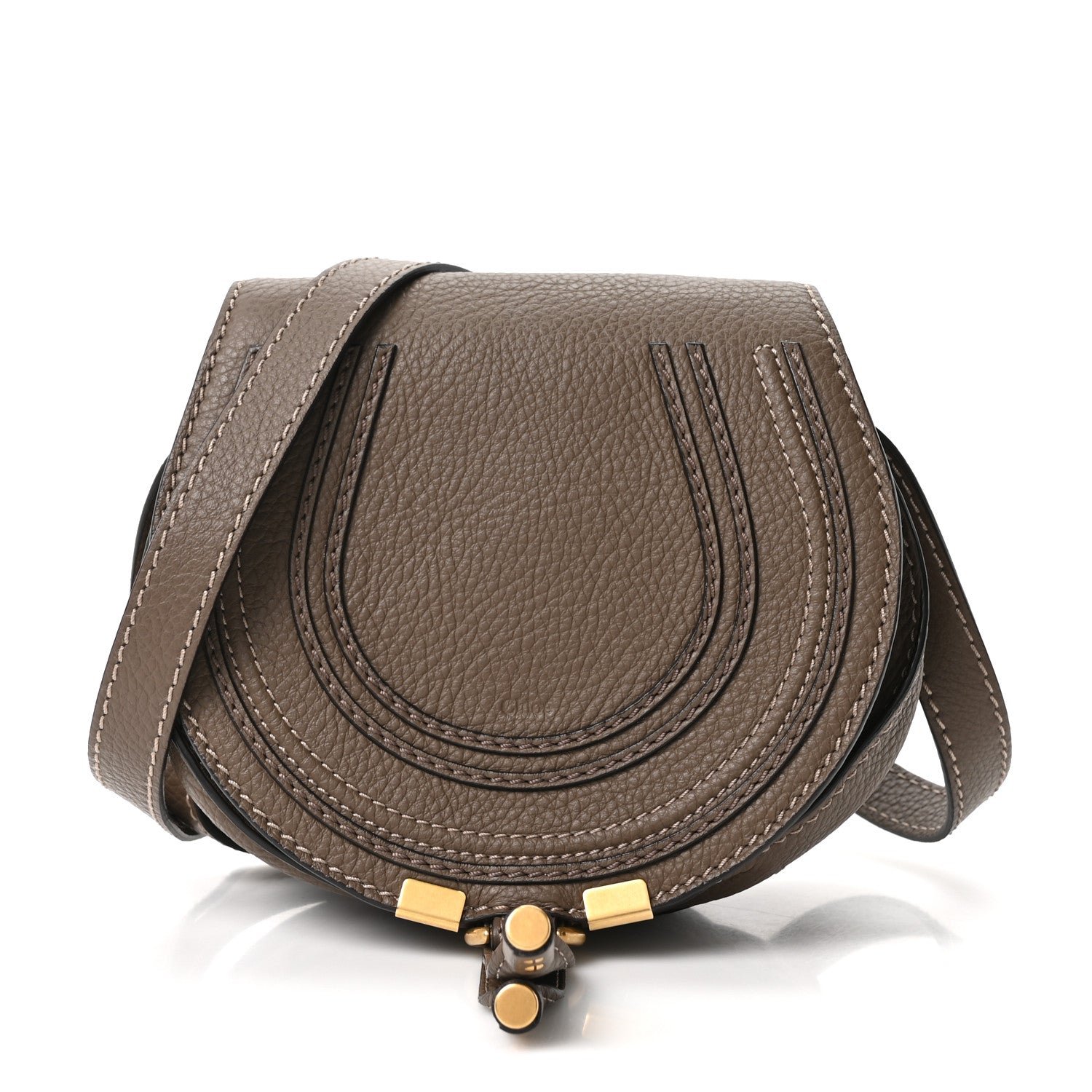 Chloe Calfskin Mini Marcie Round Crossbody Bag  Army Green