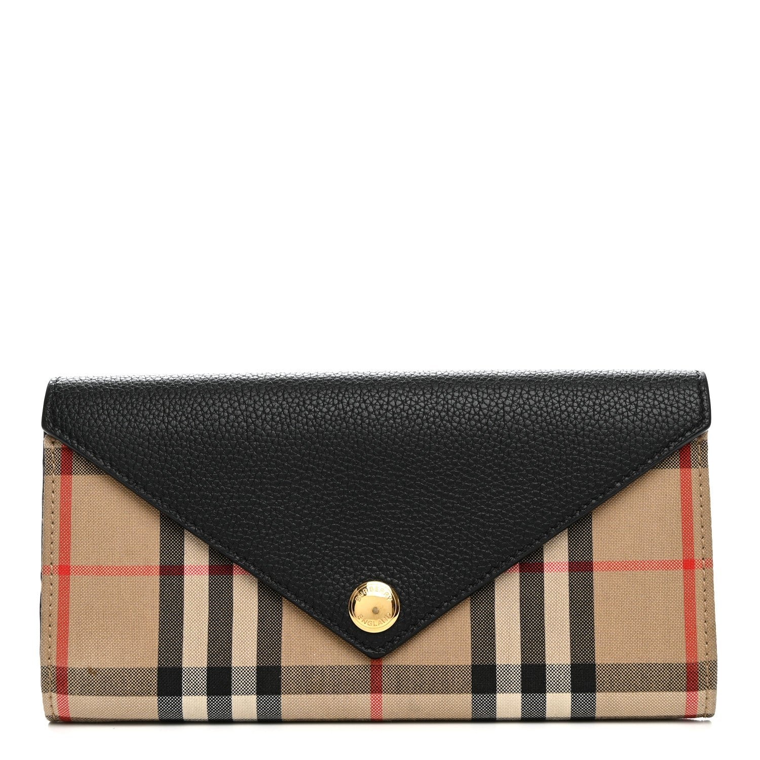 Burberry Vintage Check Grain Calfskin Halton Wallet Black