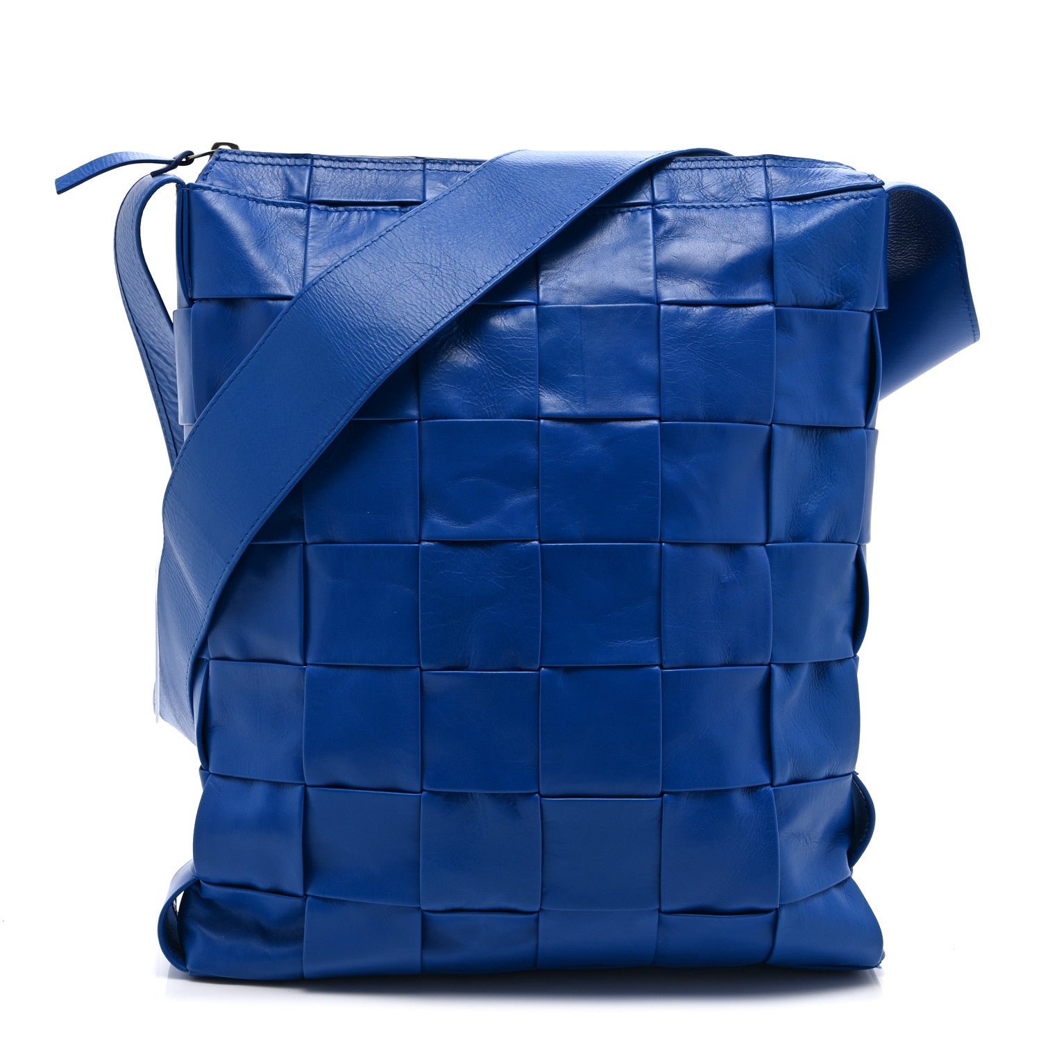 Bottega Veneta Paper Calfskin Maxi Intrecciato Cassette Messenger Blue