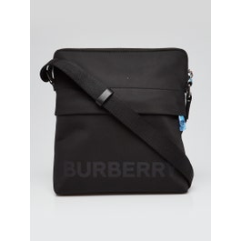 Burberry Burberry Black Nylon Logo Print Small Shoulder Bag