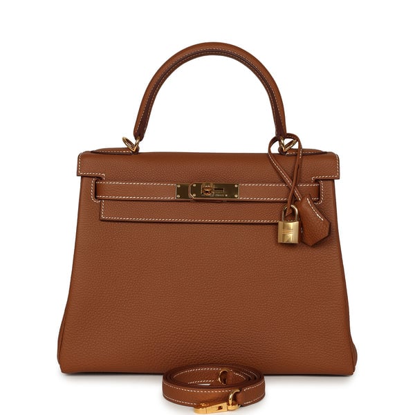 Pre-owned Hermes Kelly Retourne 28 Gold Togo Gold Hardware