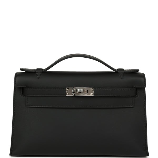 Hermes Special Order (HSS) Kelly Pochette Black Verso Swift Palladium Hardware