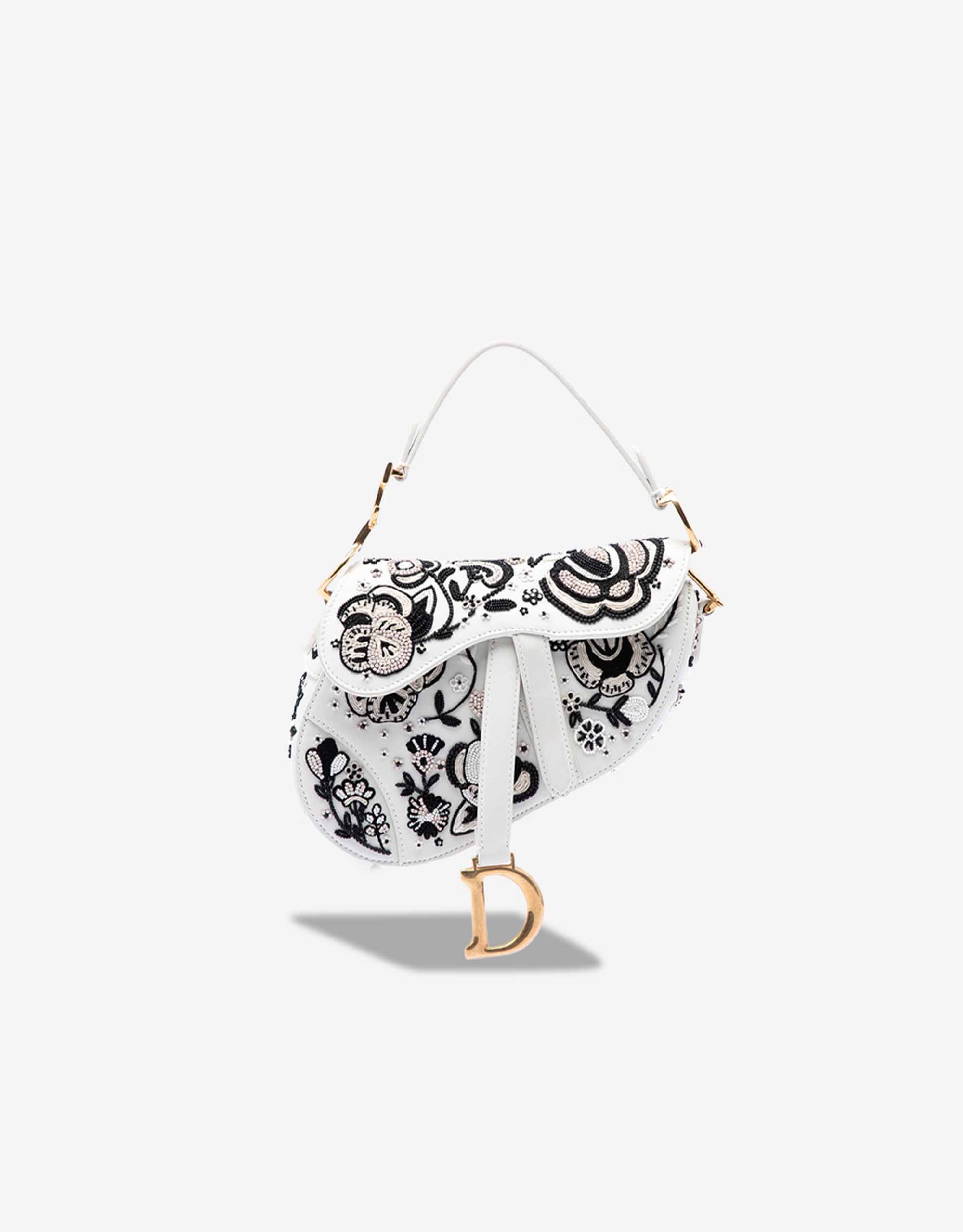 
		Saddle Mini Embroidery / Calf White / Black    
