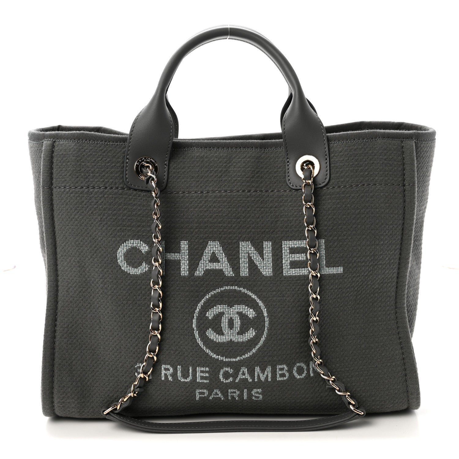 Chanel Mixed Fibers Small Deauville Tote Dark Grey