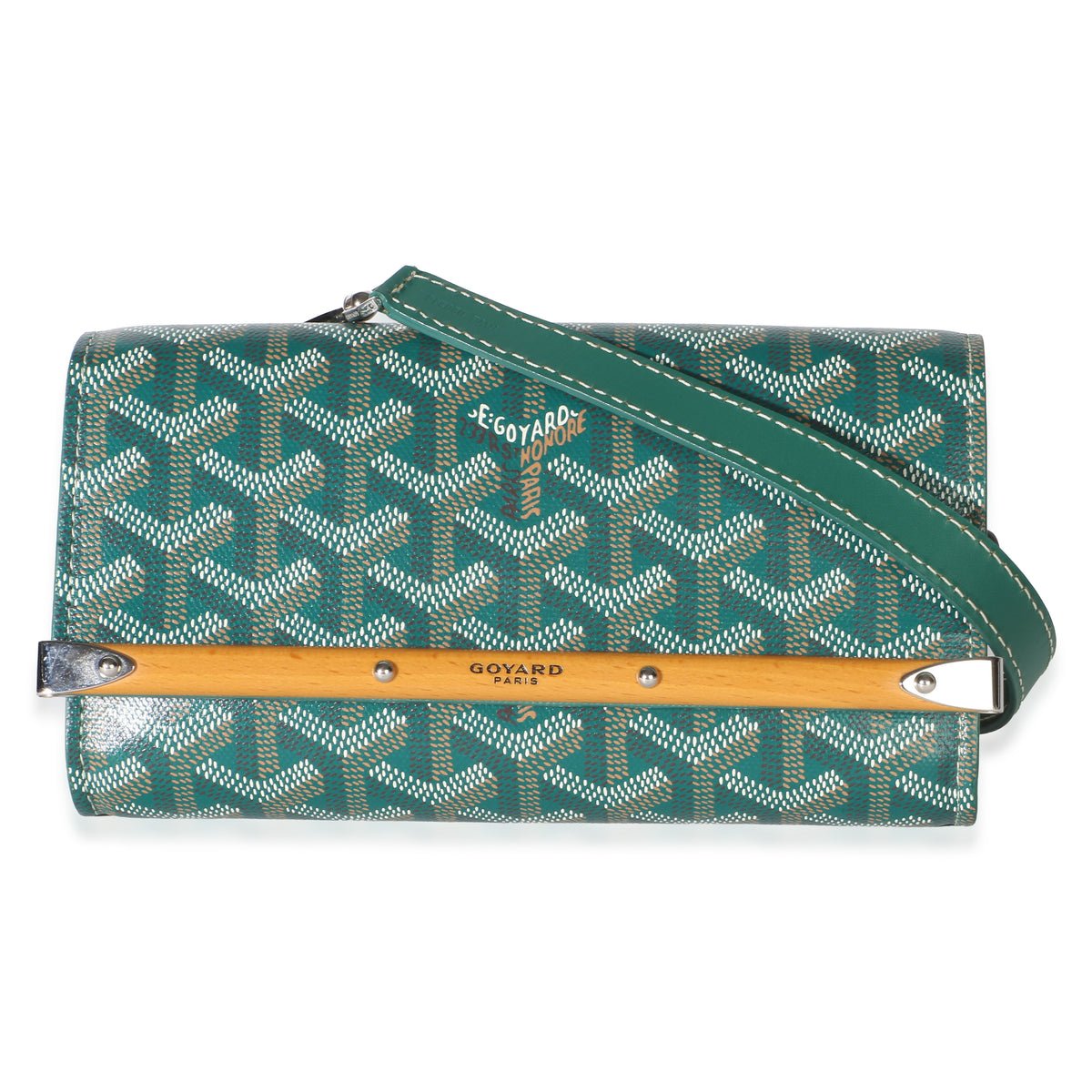 Green Goyardine Canvas Monte Carlo Bois Clutch