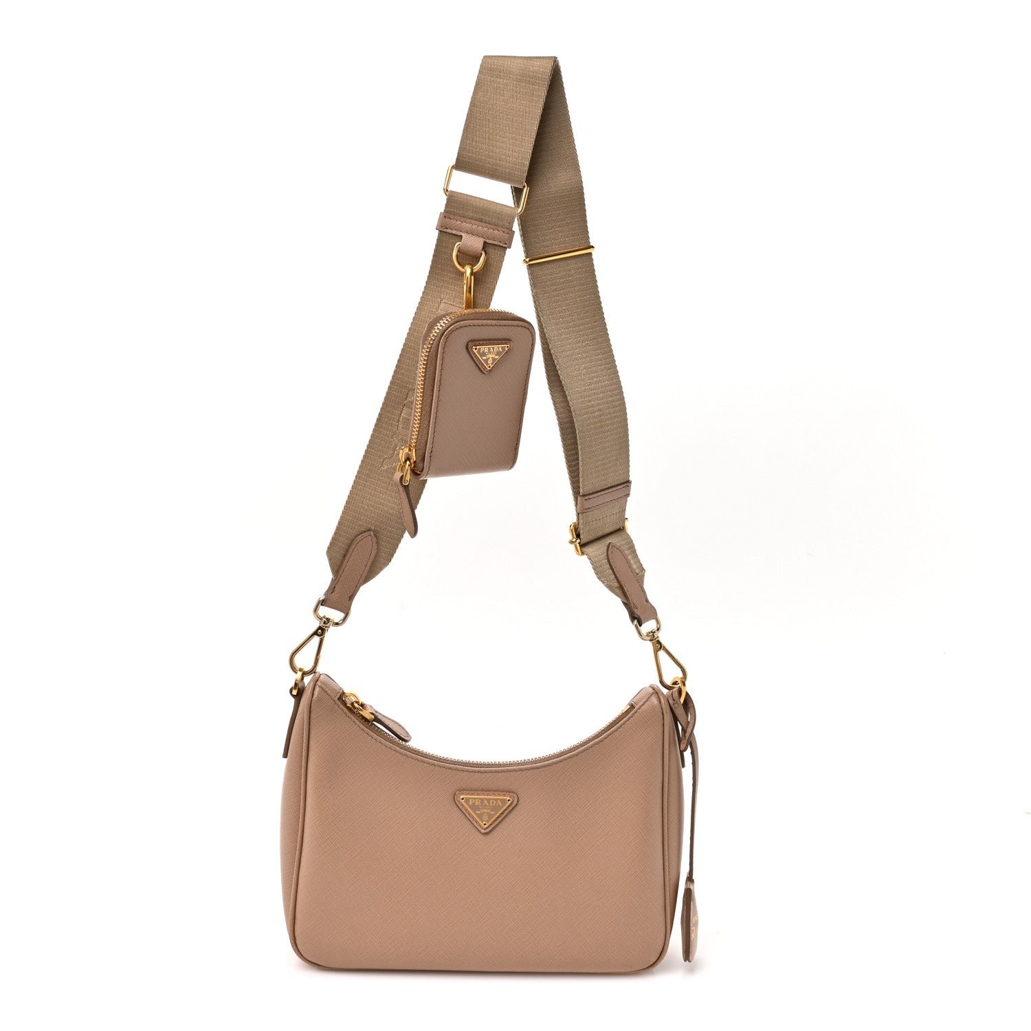 Prada Saffiano Lux Re-Edition 2005 Shoulder Bag Cammeo