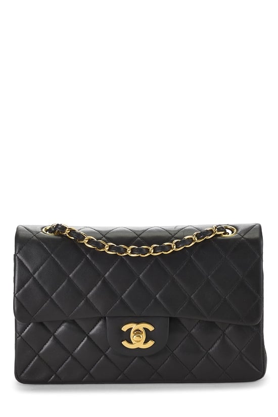 Black Quilted Lambskin Classic Double Flap Small