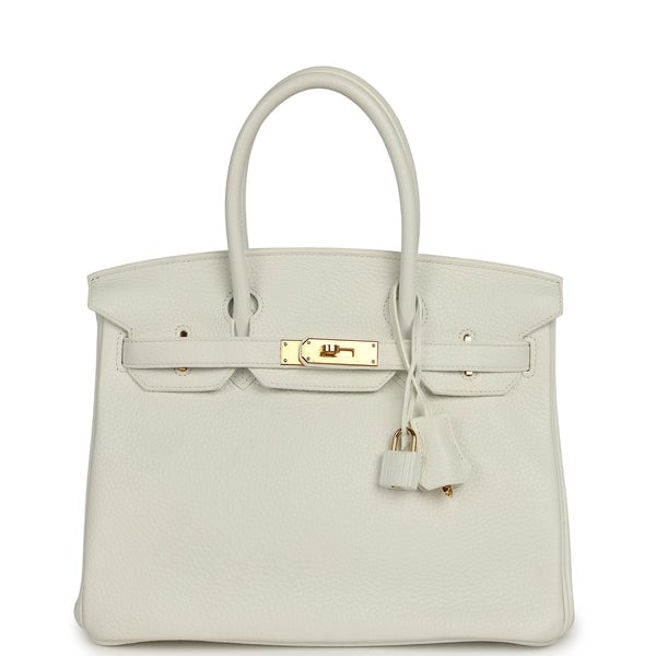 Pre-owned Hermès Birkin 30 White Clemence Gold Hardware