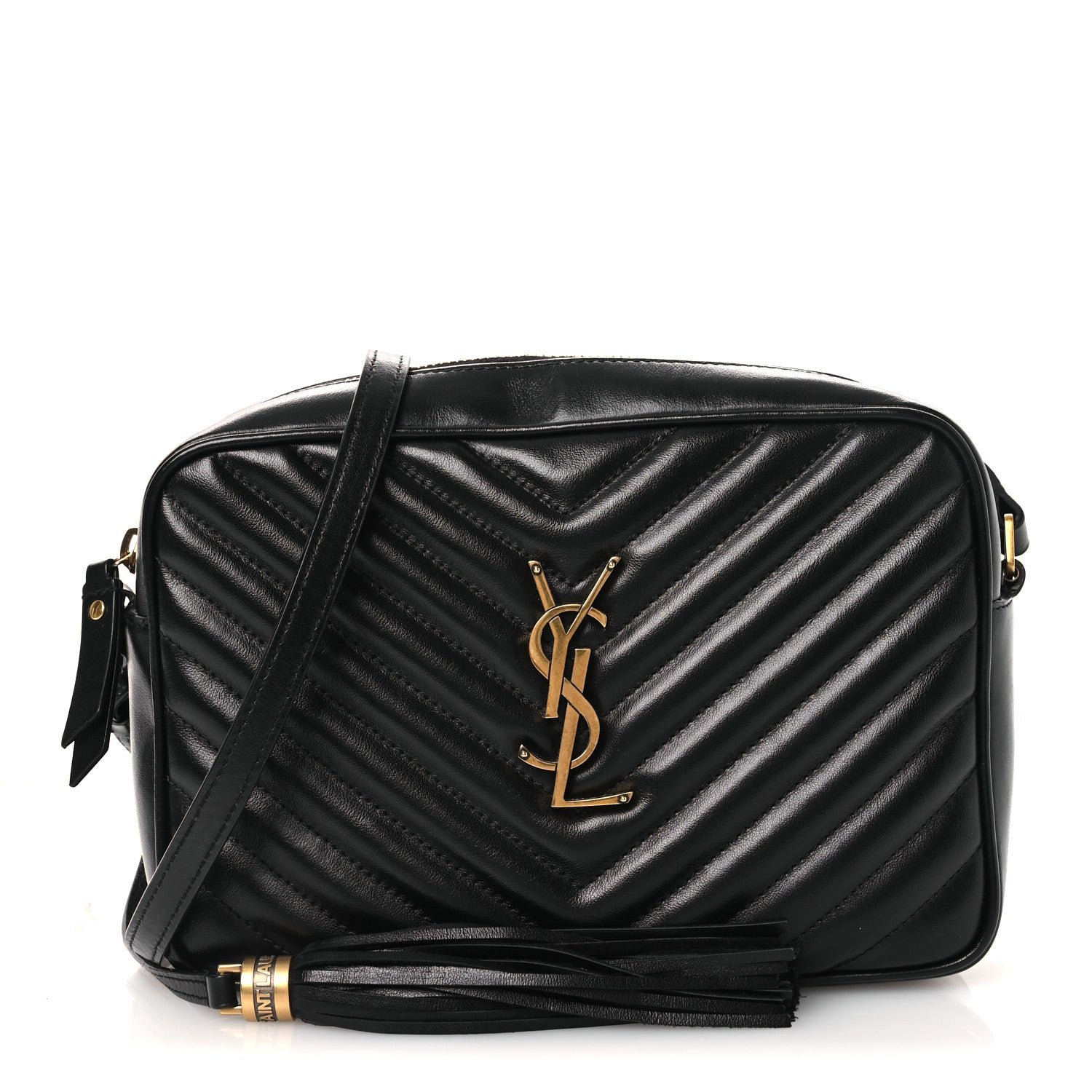 Saint Laurent Calfskin Matelasse Monogram Lou Camera Bag Black
