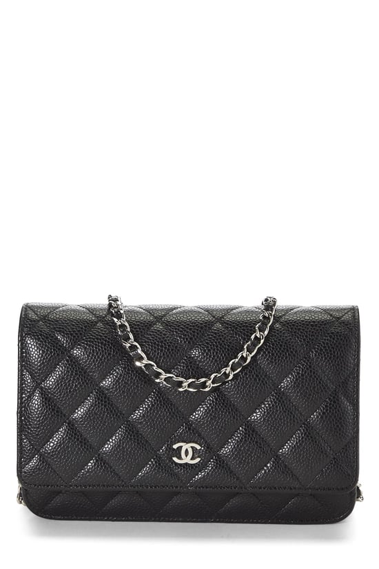 Black Caviar Classic Quilted Wallet On Chain (WOC)