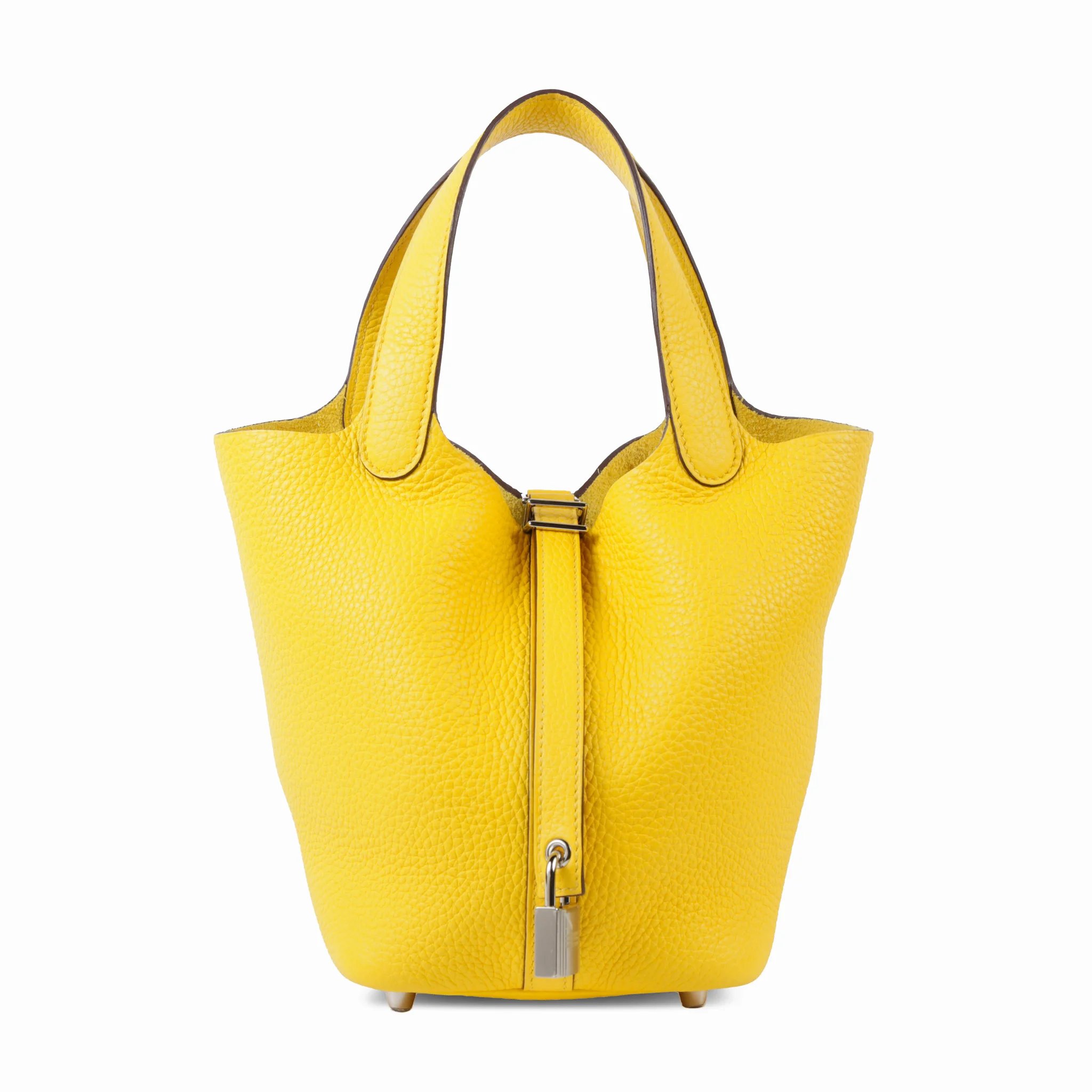 Excellent ( Rank SA ) HERMÈS Picotin Lock PM Jaune de Naples (9O) Clemence Palladium hardware Y (2020)