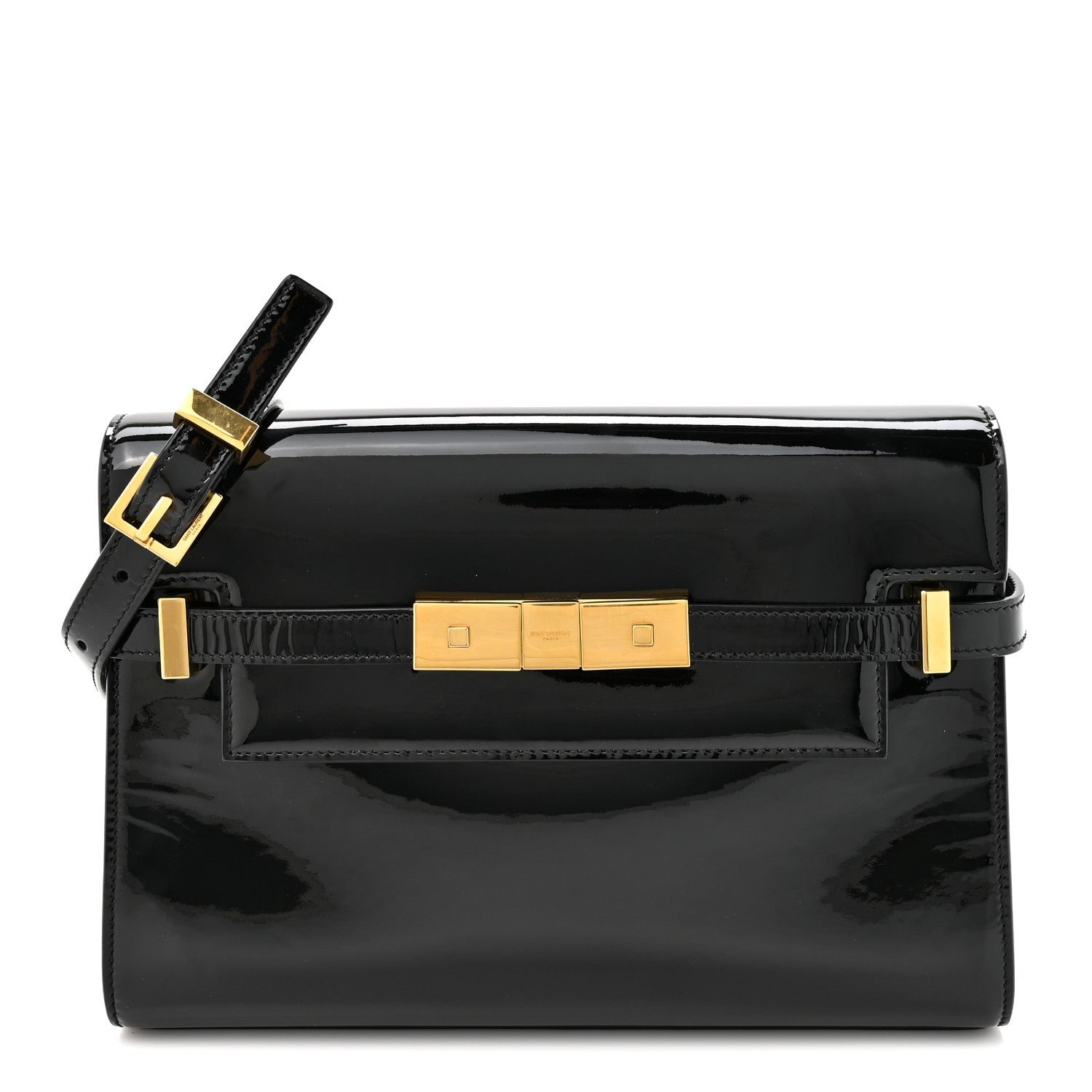 Saint Laurent Patent Small Manhattan Shoulder Bag Black