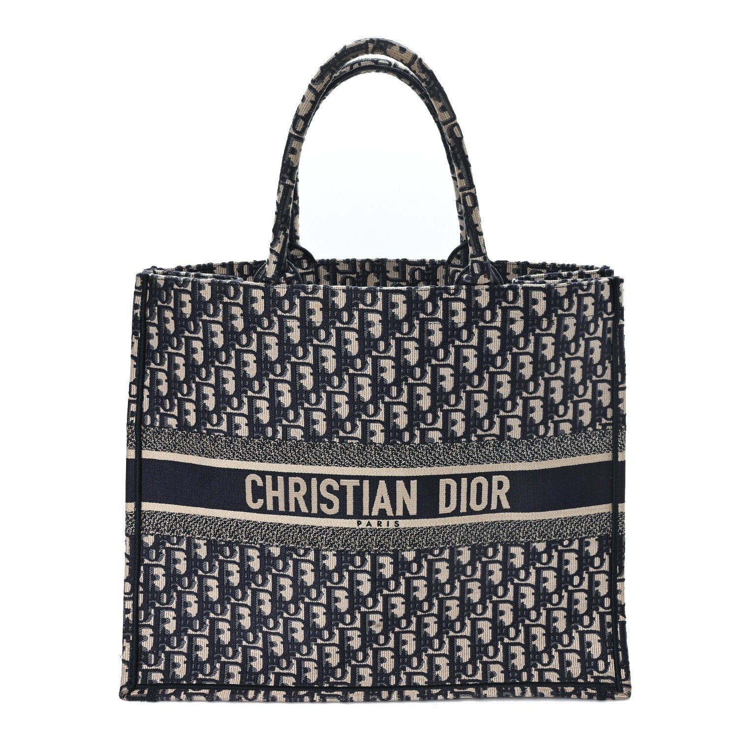 Christian Dior Oblique Large Book Tote Blue Multicolor