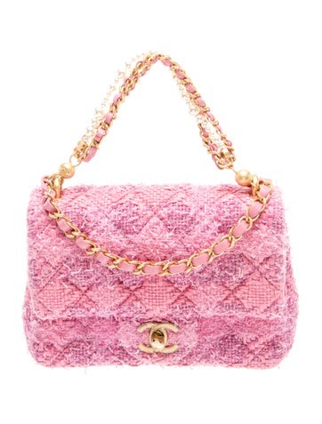 2024 Mini Tweed Pearl Twist Flap Bag