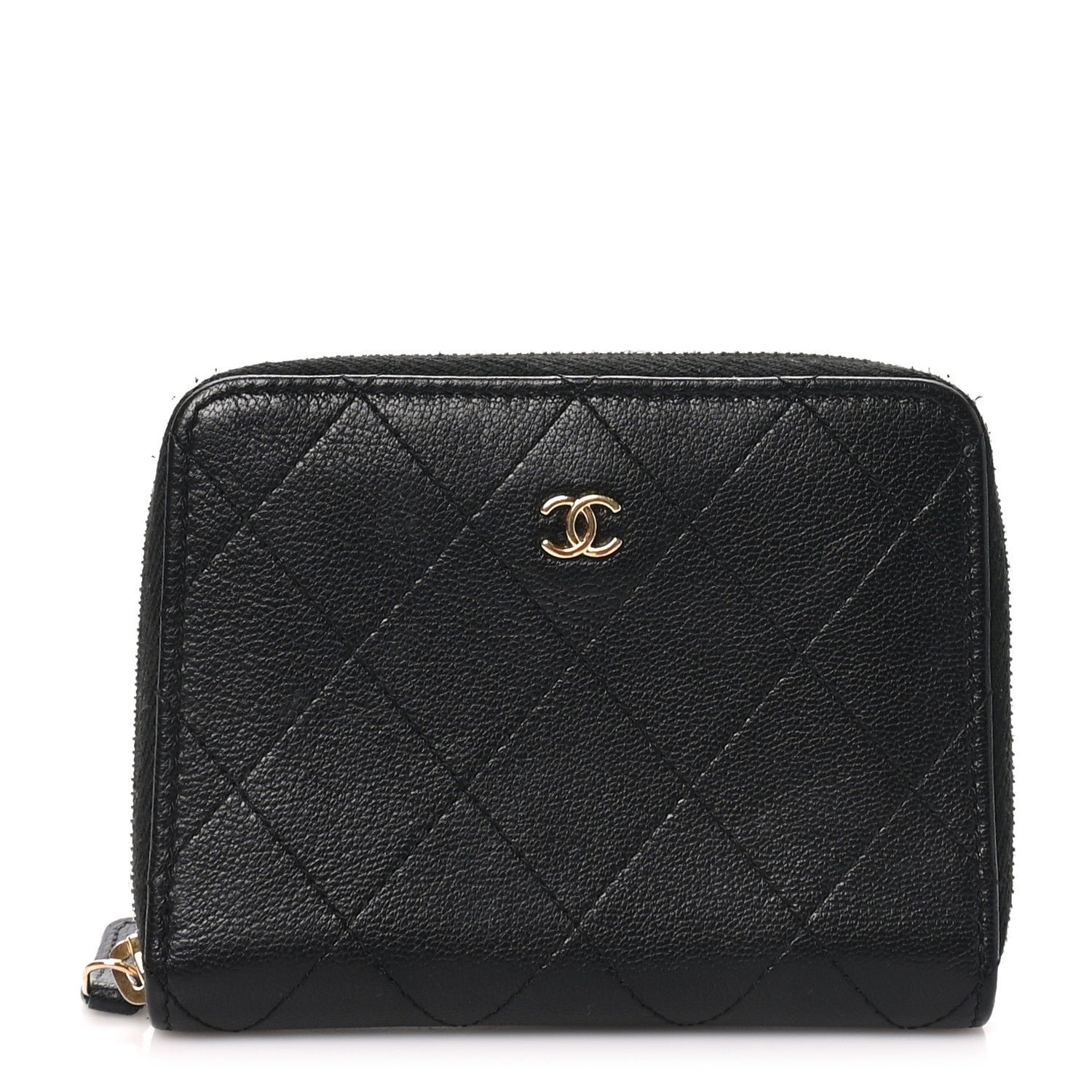 Chanel Calfskin Quilted Compact Wallet Black
