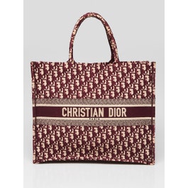 Christian Dior Burgundy Oblique Canvas Large Book Tote Bag
