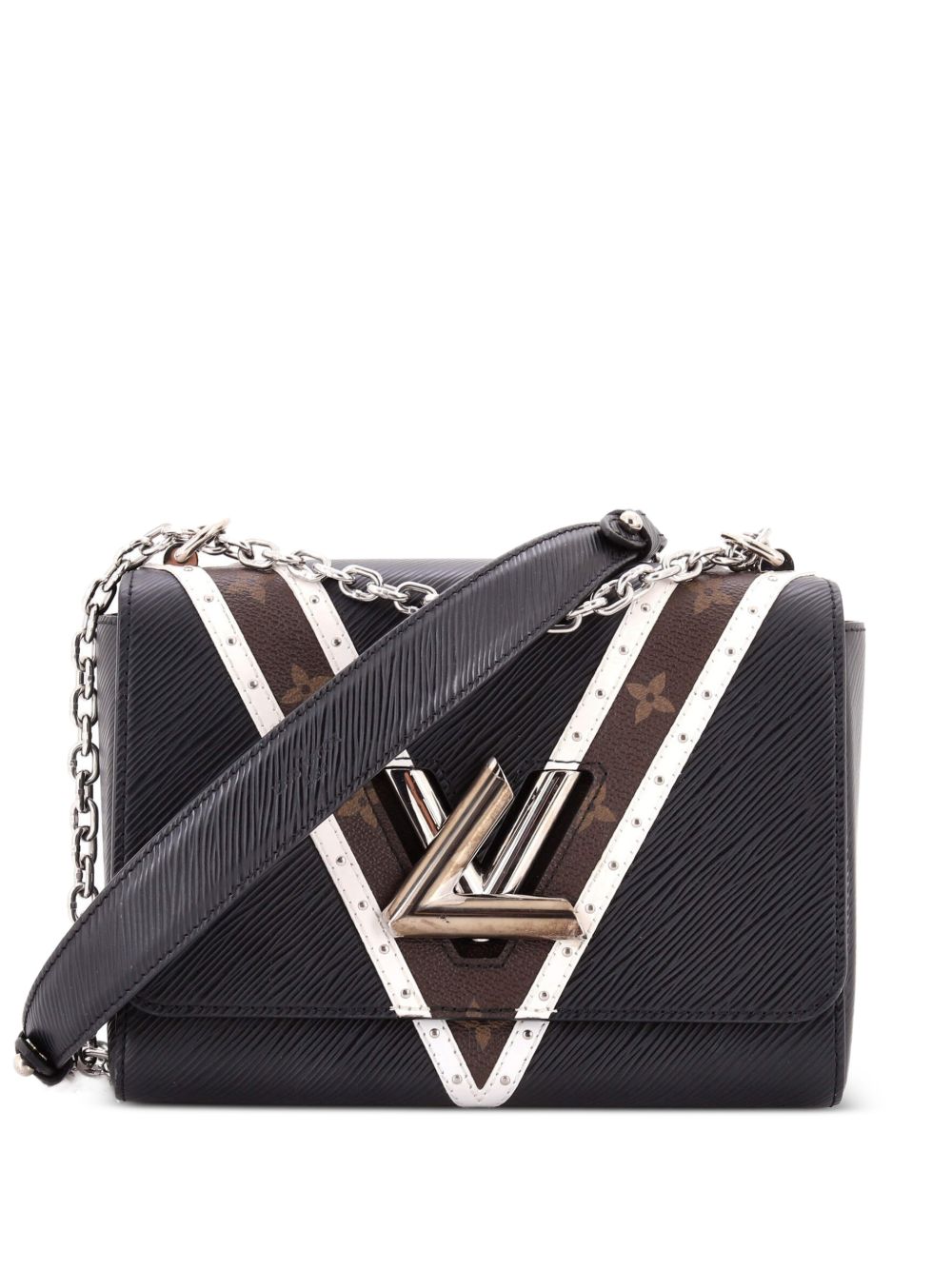 Louis Vuitton Twist Handbag Epi Leather with Monogram Canvas and Studded Leather MM crossbody bag