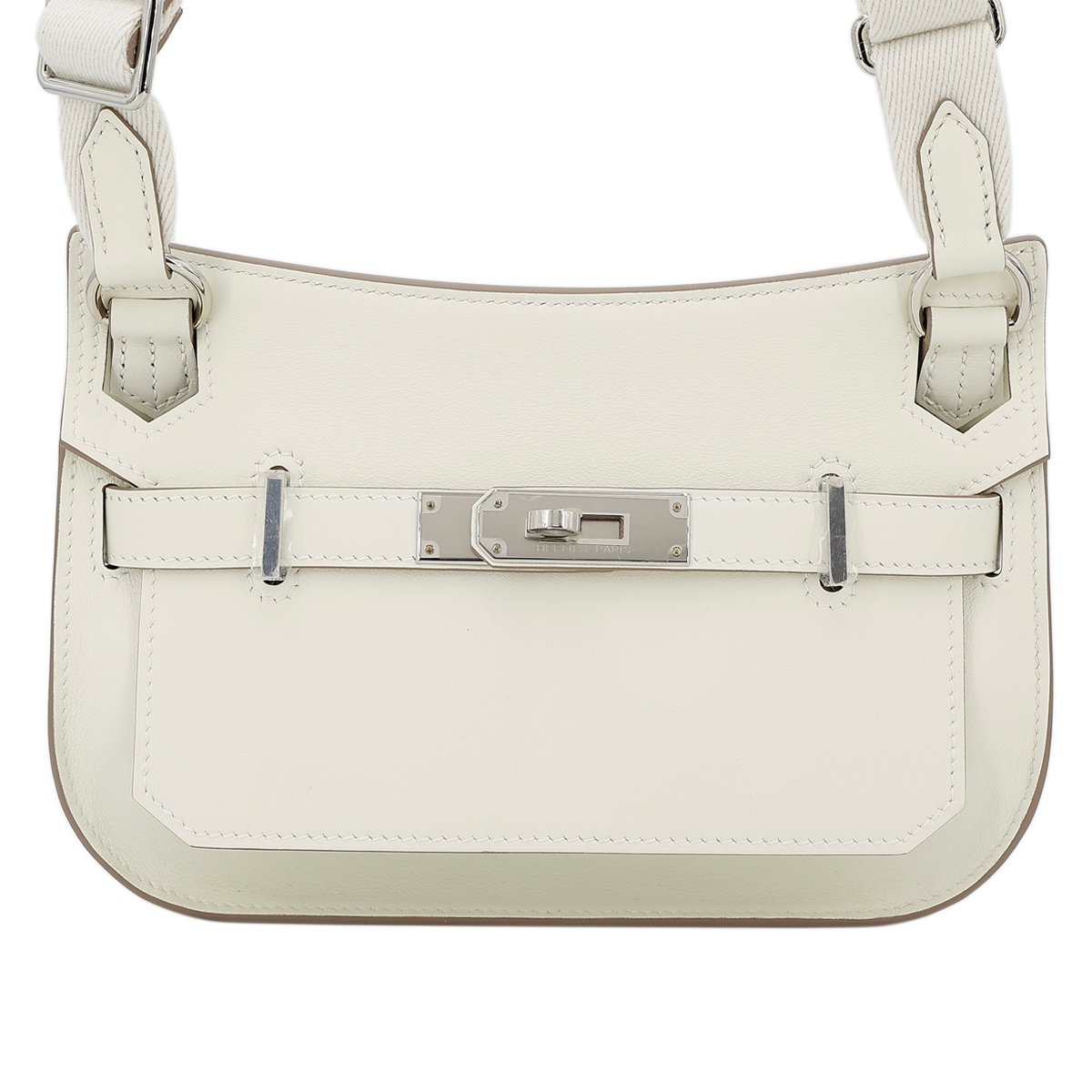 HERMÈS Jypsiere Mini shoulder bag in Mushroom Swift leather with Palladium hardware