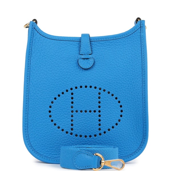 Hermes Hermes Evelyne TPM New Bleu Hydra Clemence Gold Hardware