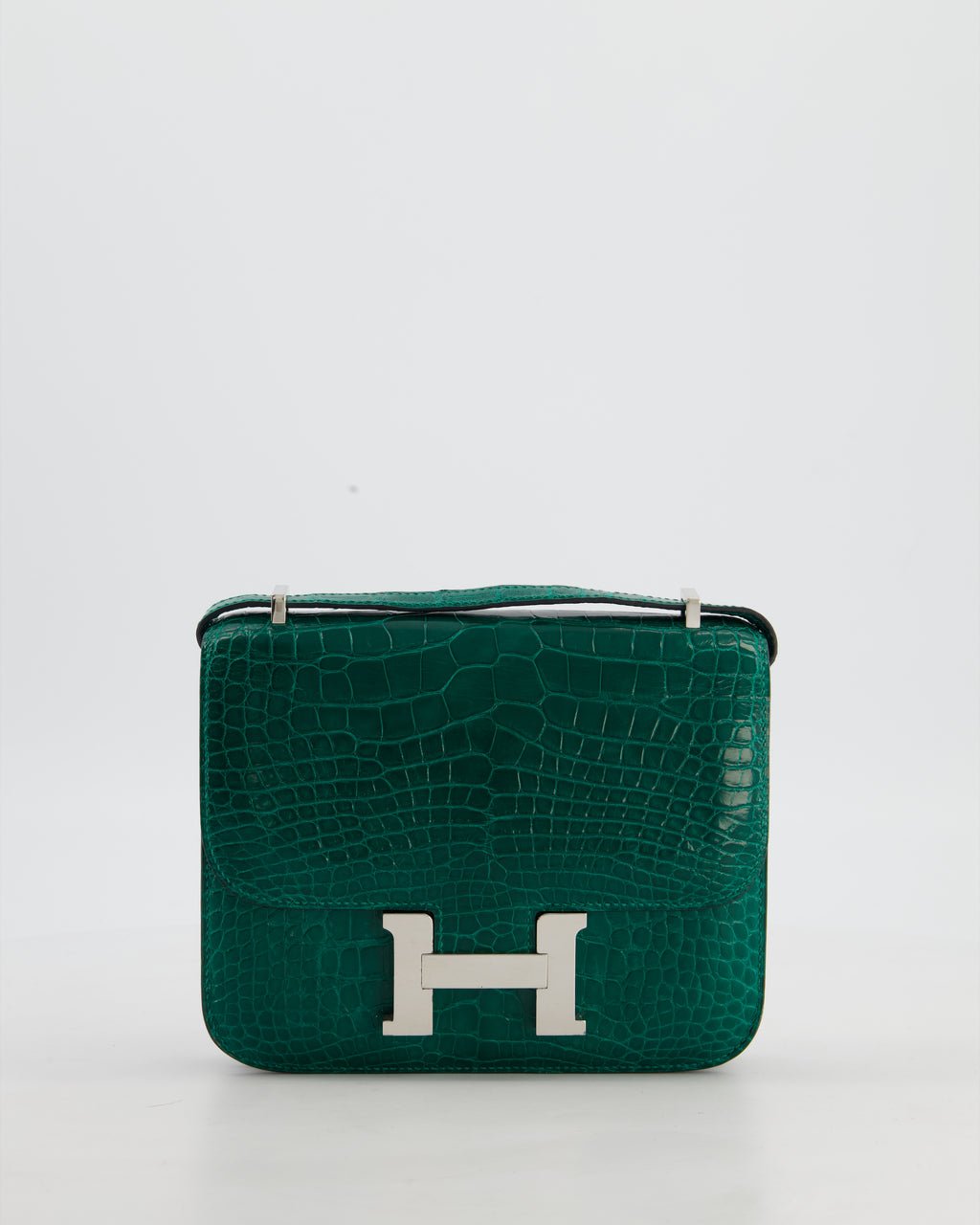Hermes *HOT* Hermès Constance 18 Bag in Vert Bosphore Crocodile Porosus with Palladium Hardware