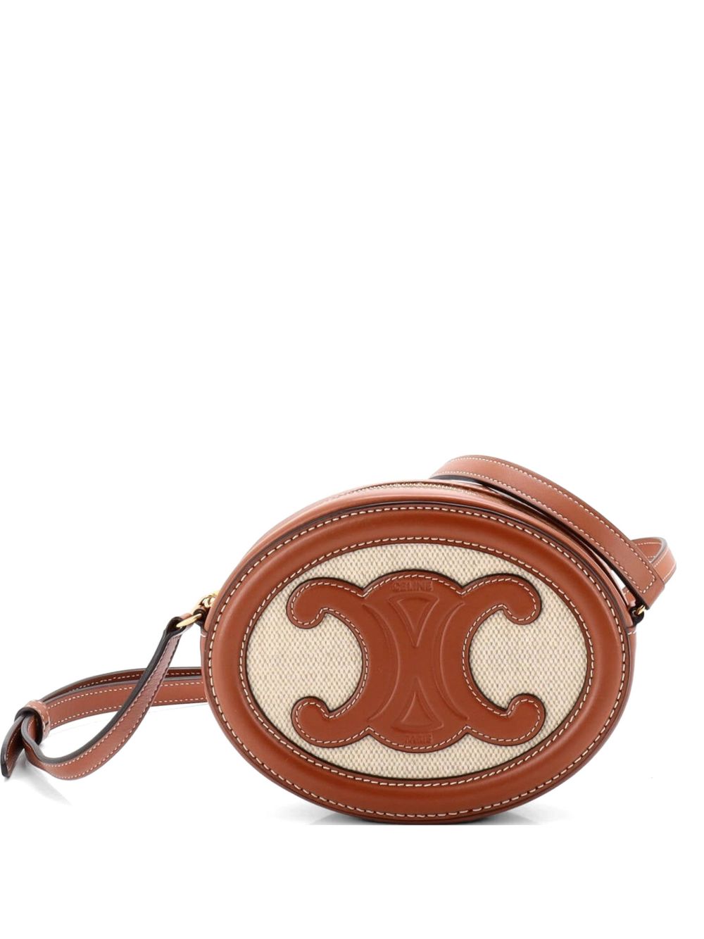 Triomphe Oval Canvas and Leather crossbody bag