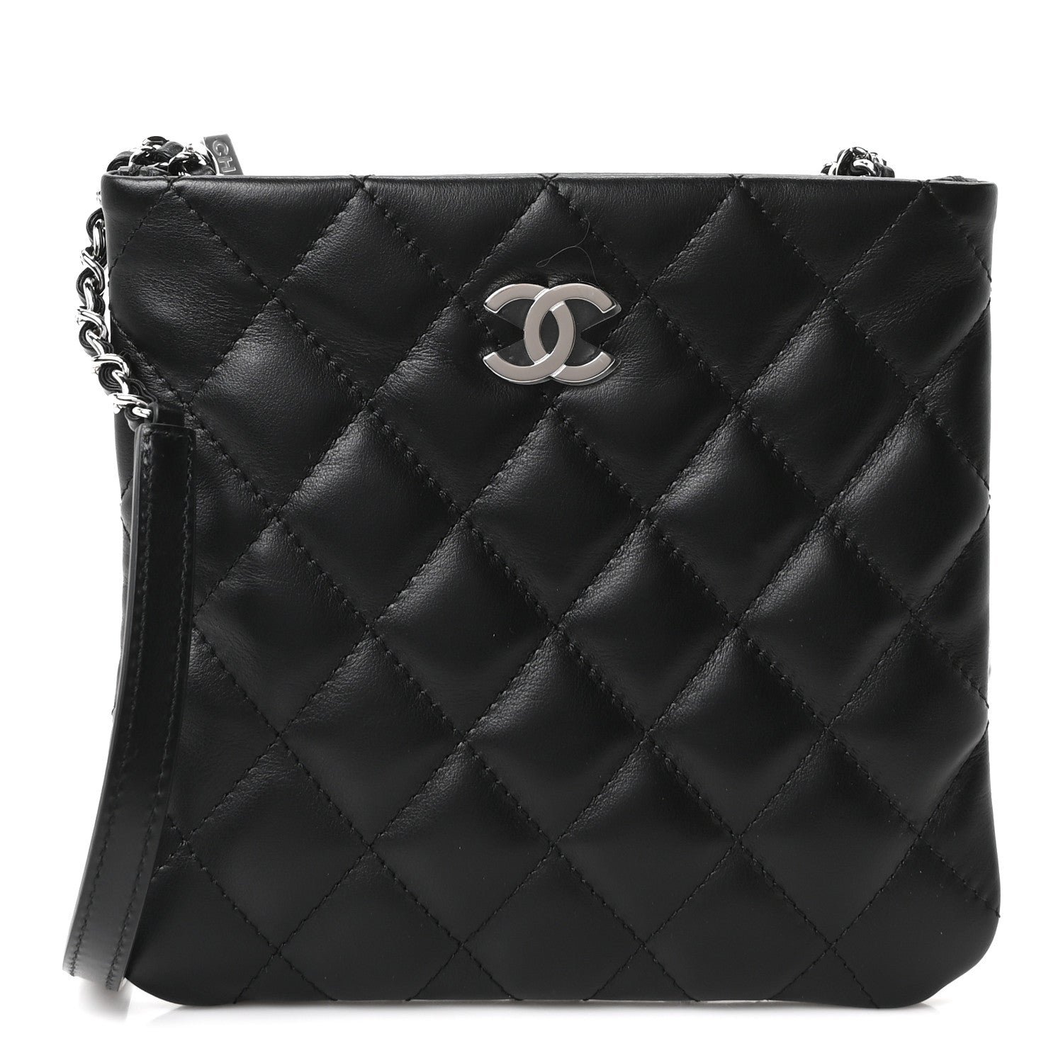 Chanel Lambskin Quilted Uniform Crossbody Bag Black