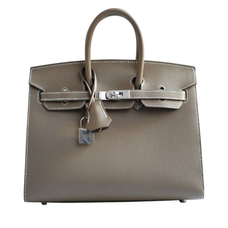 Hermes Etoupe Epsom Sellier Birkin 25 Palladium Hardware, 2022