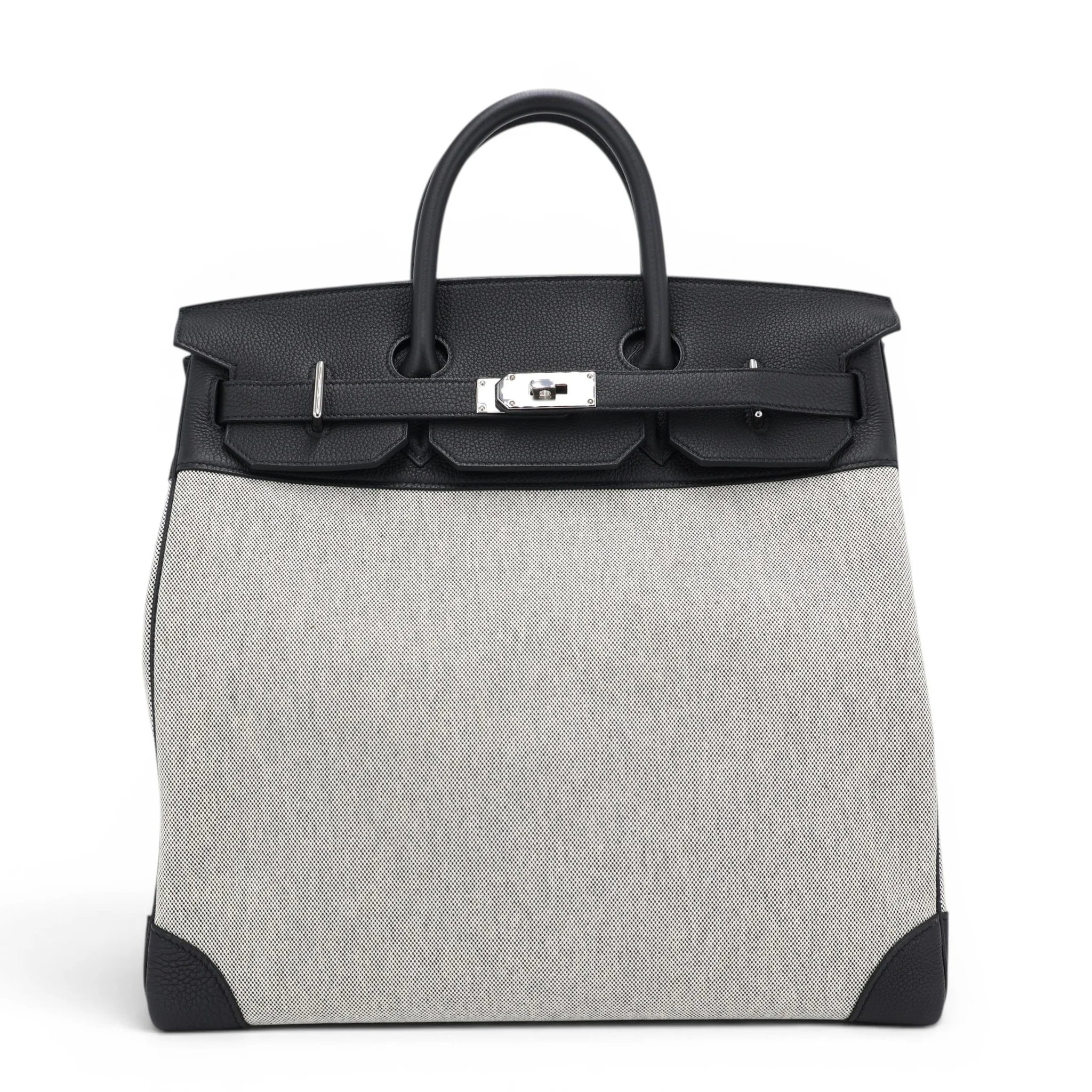 Excellent ( Rank SA ) HERMÈS Haut à Courroies HAC 40 Noir (89) Ecru Toile H canvas Togo Palladium hardware U (2022)