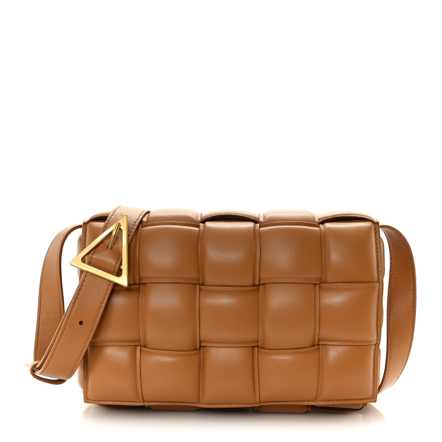 Bottega Veneta Nappa Maxi Intreccio Padded Cassette Crossbody Bag Caramel