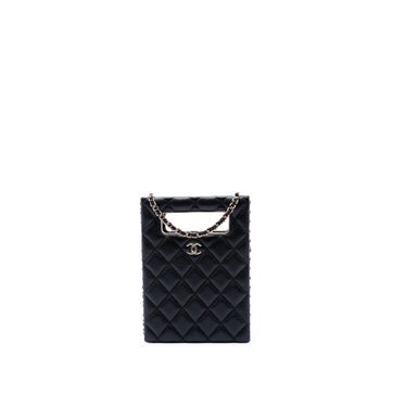 Calf Leather Quilted Caviar Chain Around Cut Out Evening Box Bag
