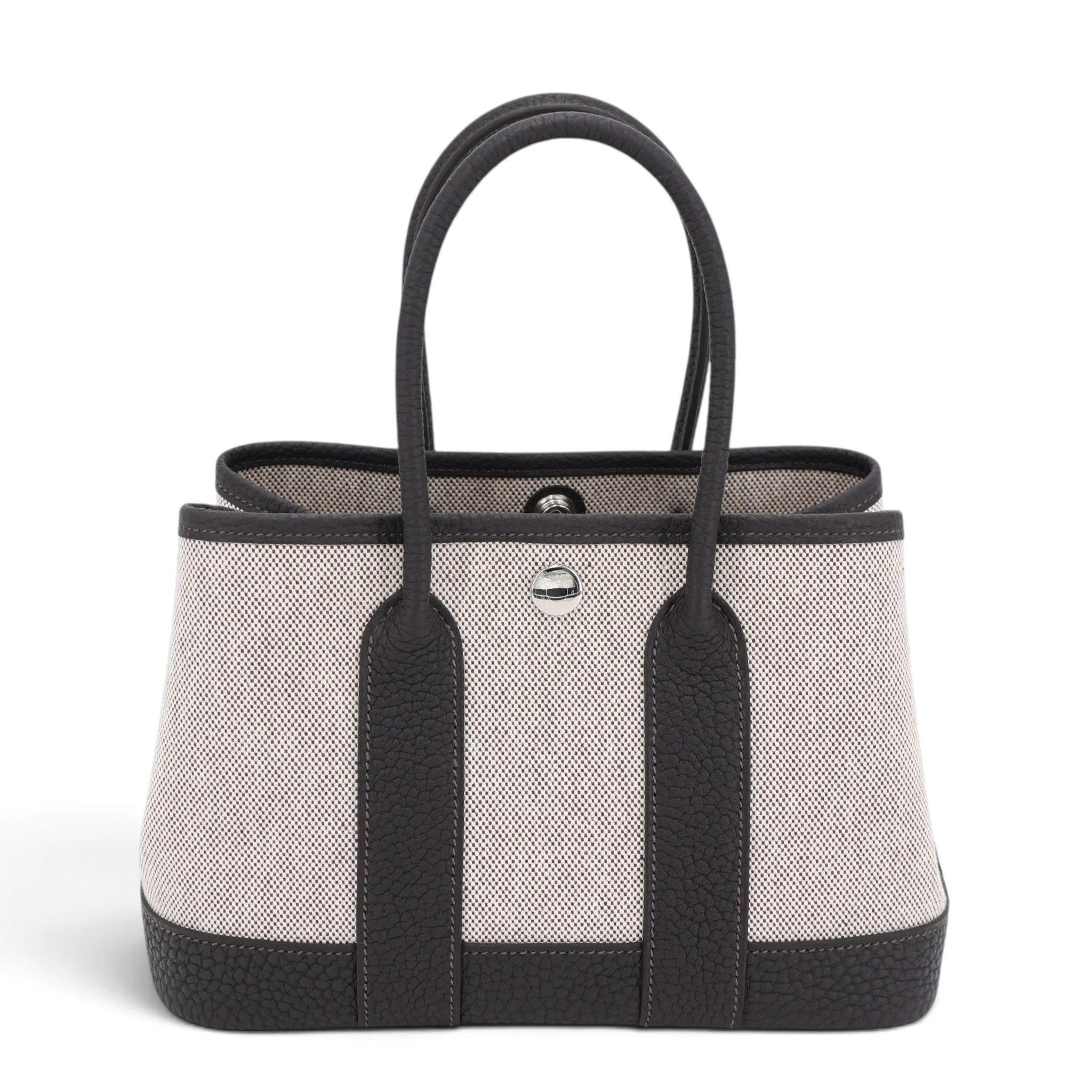 Brand New ( Rank N ) HERMÈS Neo Garden Party 23 Bai Brun（T3） Ecru Toile H canvas Palladium hardware G (2026)