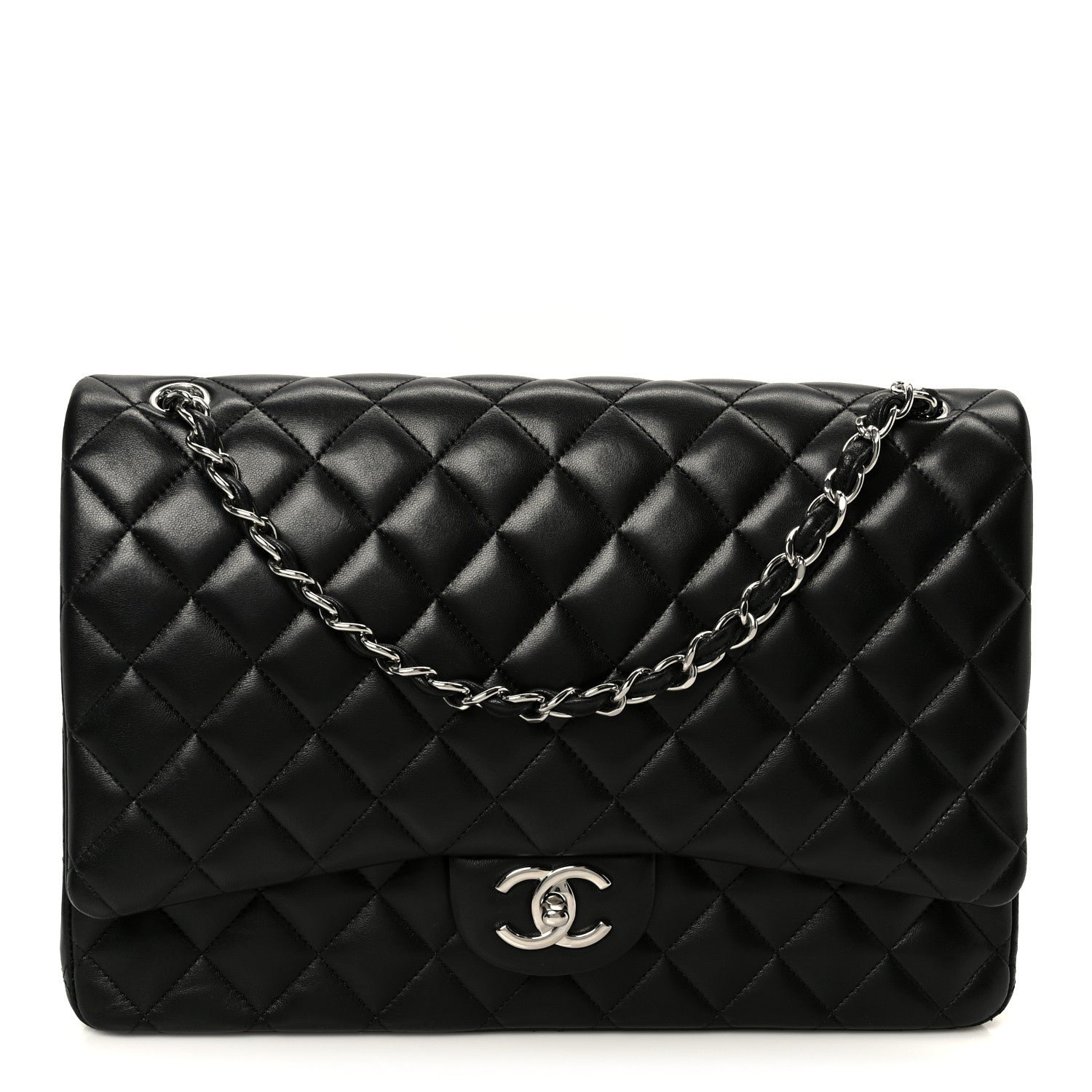 Chanel Lambskin Quilted Maxi Double Flap Black