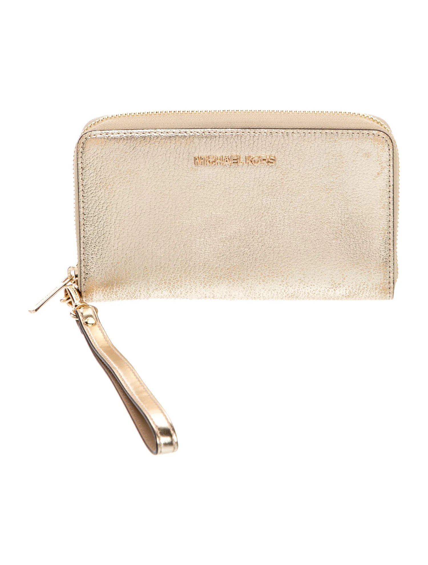 Michael Kors Leather Jet Set Travel Double Zip Smartphone Wristlet Large