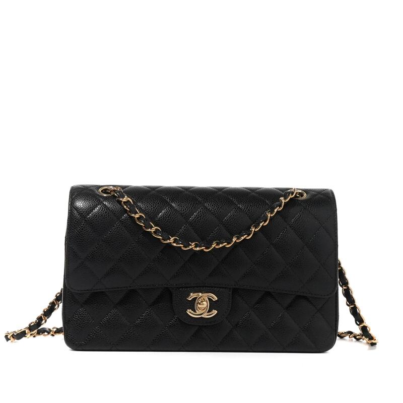 Chanel Black Quilted Caviar Timeless Classic Double Flap Gold Hardware, 2021