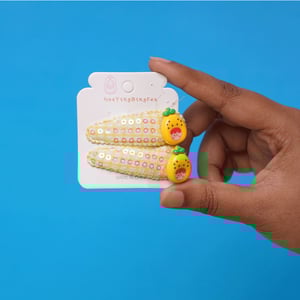 Soft Hair Clip With Cuty Frutty 1 Pair - Yellow