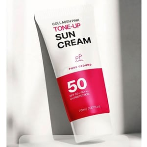 Pure Ground Collagen Pink Tone Up Sun Cream 70ml SPF 50+PA+++  •