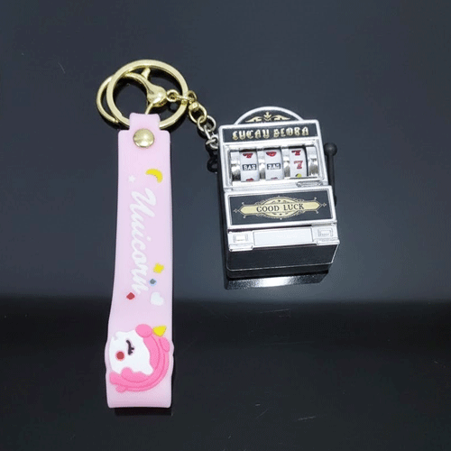 Lucky Jackpot Machine Toy Key Ring - Black