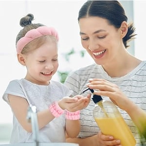 Sweet Beauty Spa Headband & Wristband Set - Baby Pink