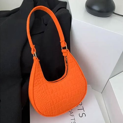 Felt Stone Pattern Underarm Bag - Orange