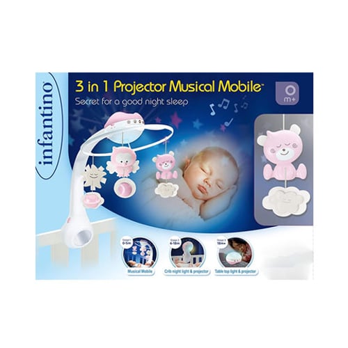 Infantino 3-in-1 Projector Musical Mobile For Baby - Pink (9142)