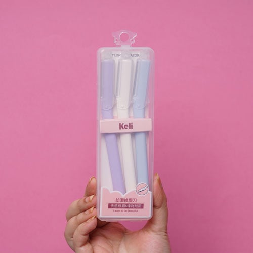 Keli Eyebrow Razor 3pcs - Purple Off White Baby Blue