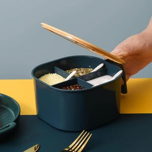4 in 1 Partition Kitchen Spice Box - Bluish Gray