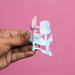 Tulip Flower Hair Clip - Sky Blue & Pink
