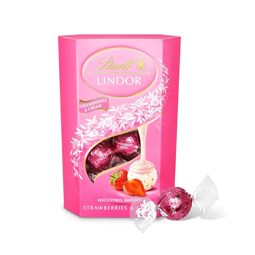Lindt LINDOR Strawberry And Cream Truffles 200g •