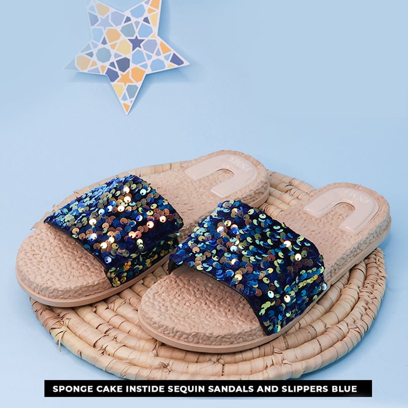 Sponge Cake Instide Sequin Sandals And Slippers