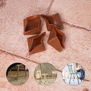 Square Shape Silicone Chair Leg Cover 4pcs - Brown